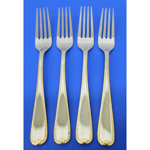 4 - Gorham GOLDEN RIBBON EDGE Glossy 18/8 Stainless Japan Flatware DINNER FORKS